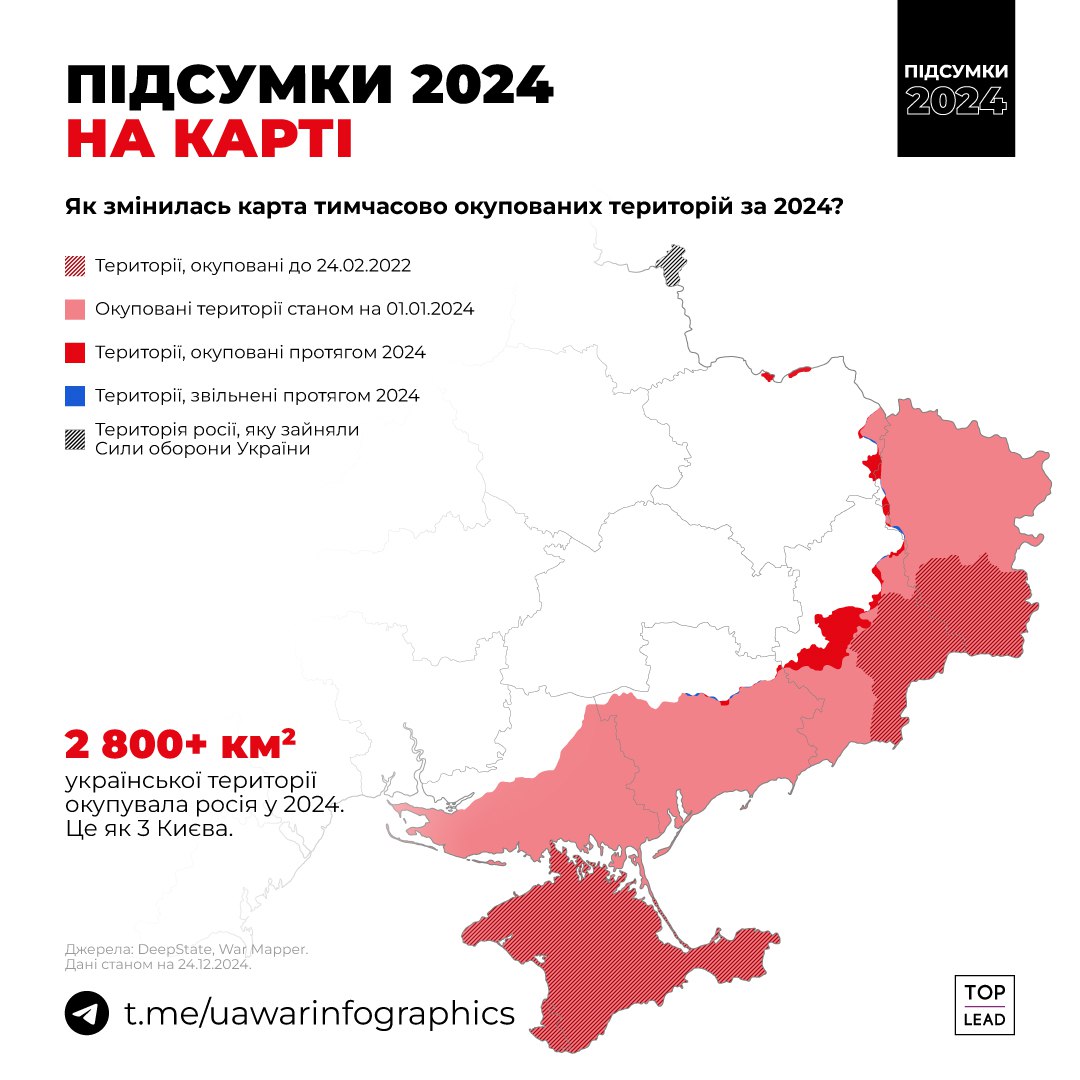 Зображення посту: За рік Росія окупувала майже три тисячі квадратних кілометрів