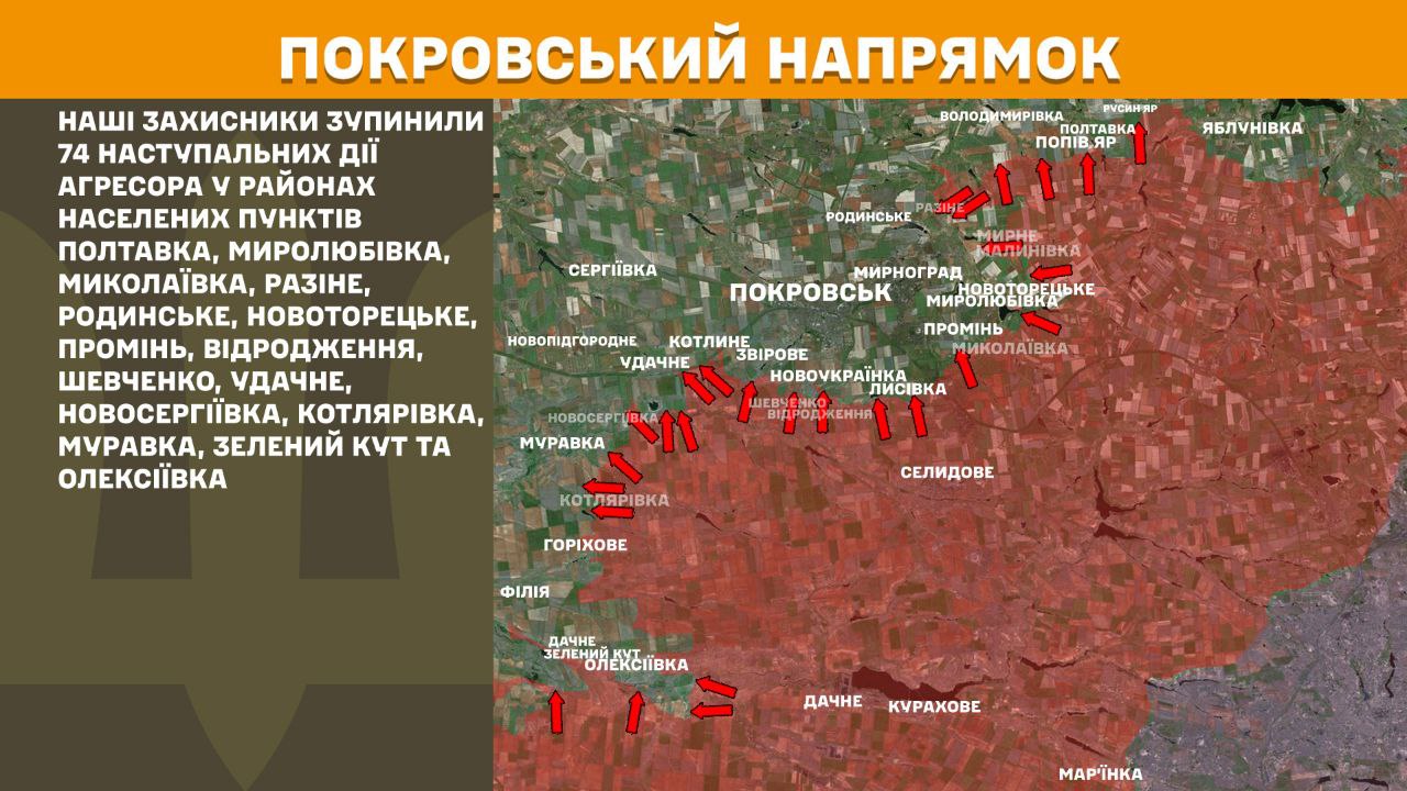 Зображення посту: Сили оборони відбили 74 атаки на Покровському напрямку: Генштаб про ситуацію на фронті